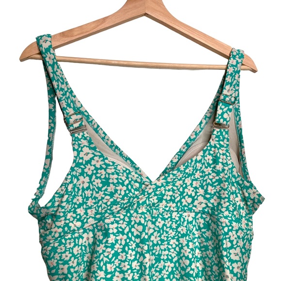 Kona Sol Floral Blue Ruched One Piece Swimsuit Size 18W - Picture 10 of 11